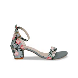 Glitzy Galz Grey Printed Block Heels image 3