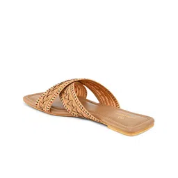 pelle albero Textured Cross Strap Open Toe Flats image 5