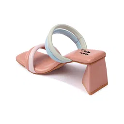 TWIN TOES Striped Open Toe Block Heels image 4