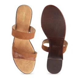 Mochi Tan Textured Block Sandals image 4