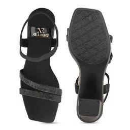 XE Looks Embellished Open Toe Backstrap Block Heels image 4