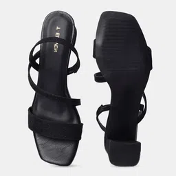 T.ELEVEN Textured Open Toe Backstraps Block Heels image 4