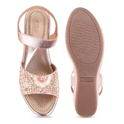 Metro Embellished Open Toe Wedges With Backstrap image 4