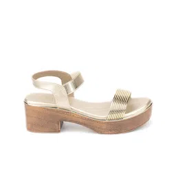 Ozuri Textured Open Toe Platform Heels image 4