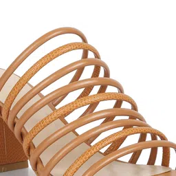 RAG & CO Strappy Leather Open Toe Block Heels image 2