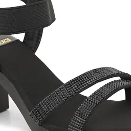 XE Looks Embellished Open Toe Backstrap Block Heels image 3