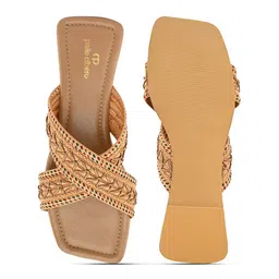 pelle albero Textured Cross Strap Open Toe Flats image 4