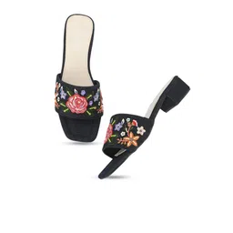Zebba Textured Open Toe Canvas Block Heels image 5