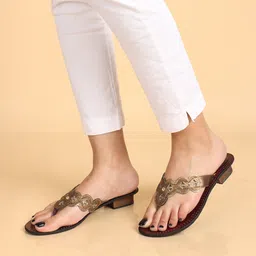 Picktoes Embellished Open Toe Block Heels image 2