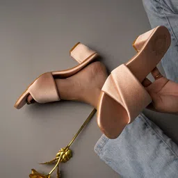 Shoetopia Suede Textured Open Toe Block Heels-3