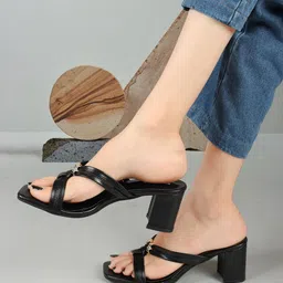 ELLE Embellished Open Toe Block Heels image 4