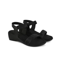 JM Looks Embellished Open Toe Wedges With Backstrap image 3
