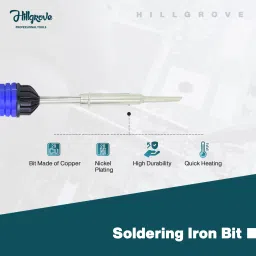 hillgrove 7in1 Basic 25W Soldering Iron Kit with 5 Meter Soldering Wire, Pointed Bit, Soldering Flux, Stand , Wick, Tweezer 25 W Simple image 3