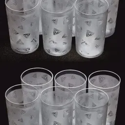 (Pack of 12) Premium Quality Diamond Design Unbreakable Stylish Transparent Water Glass Set Glass Set Water/Juice Glass-5