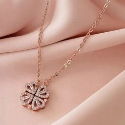 Designs By Jewels Galaxy Rose Gold-Plated Four Hearts Openable Magnet Pendant with Chain-49