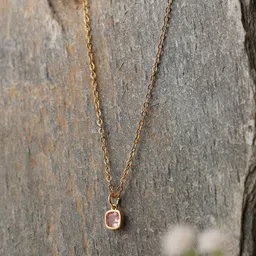 SALVE Gold-Plated Square Stainless Steel Pendant with Chain-picture-4