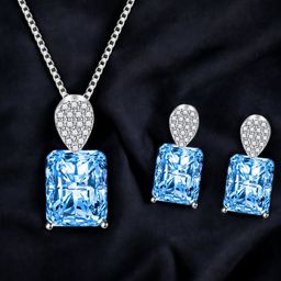 Designs & You Silver-Plated Cubic Zirconia-Studded Necklace and Earrings-1