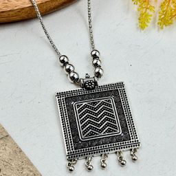 NAMAN ARTS Silver-Plated Artificial Beaded Oxidised Necklace-picture-47