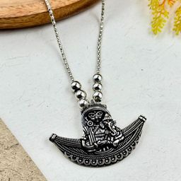NAMAN ARTS Silver-Plated Oxidized Adjustable Necklace-image-54