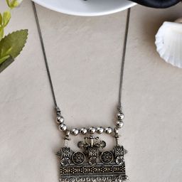 NAMAN ARTS Silver-Plated Artificial Beaded Oxidised Necklace-image-50