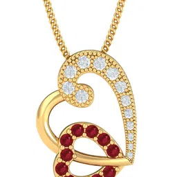 KUBERBOX 18KT Gold Diamond-Studded Elle Ruby Heart Pendant-1.53gm-image-32