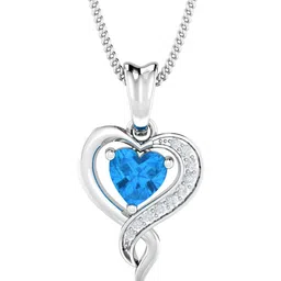 KUBERBOX Heart 18KT White Gold Diamond And Topaz-Studded Pendant -1.38 gm-image-19