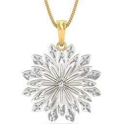 KUBERBOX 18KT Gold Misty Diamond Studded Pendant - 3.15gm-image-89