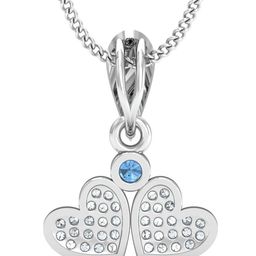 KUBERBOX Aqua Twin Hearts 18KT White Gold Diamond Studded Pendant 0.72 gm-image-10