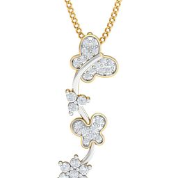 KUBERBOX Flutter & Floral 18KT Gold Diamond Studded Pendant-0.81gm-image-44