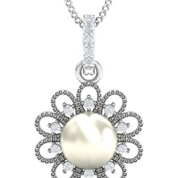 KUBERBOX Sally 18KT White Gold Diamond Studded Sunflower Pendant 0.79g-image-70