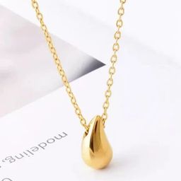 JEWILLEY Gold-Plated Stainless Steel Anti-Tarnish Tear Drop Chain-14