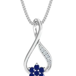 KUBERBOX 18KT White Gold Diamond Studded Twisty Loop Sapphire Pendant- 0.6gm-image-22