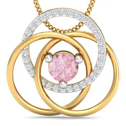 KUBERBOX Multi-Ring Fancy 18KT Gold Diamond Quartz Studded Pendant-  1.67gm-image-15