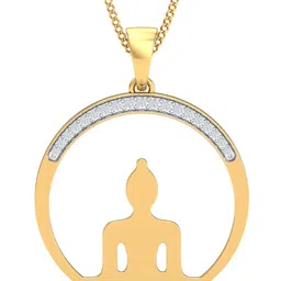 KUBERBOX Dhayana Buddha 18KT Gold Diamond Studded Pendant-1.58gm-picture-16