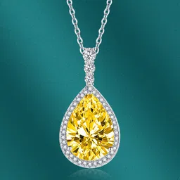 Designs & You Silver-Plated Cubic Zirconia Studded Teardrop Shaped Pendant With Chain image 3