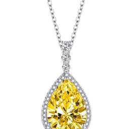 Designs & You Silver-Plated Cubic Zirconia Studded Teardrop Shaped Pendant With Chain image 2
