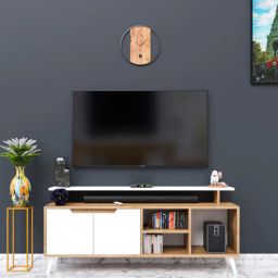 mintwud from pepperfry Rhodium Tv Console In Canyon Oak And White Colour-picture-41