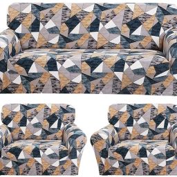 Polyester Abstract 3+1+1 Seater Sofa Cover-image-37