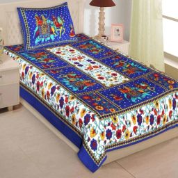 144 TC Cotton Single Jaipuri Prints Flat Bedsheet-image-70