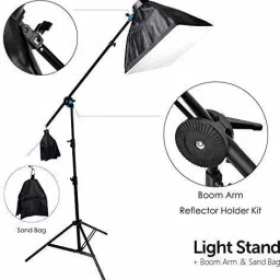 Hiffin Photo Studio 9 FT Light Stand with 4.5 FT Boom Arm and Empty Sandbag for Supporting Softbox Lighting Photography Tripod Tripod image 3
