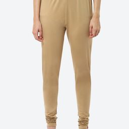 Biba Women Camel Brown Solid Knitted Leggings-image-13
