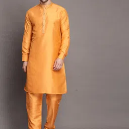 Utsav Fashion Mandarin Collar Regular Kurta with Churidar-image-52