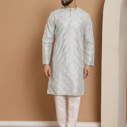 Anouk Geometric Embroidered Straight Kurta with Churidar-picture-41