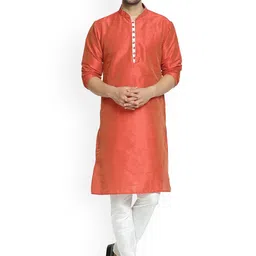 Kaifoo Men Orange Solid Kurta with Churidar-picture-49