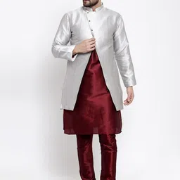 Kaifoo Men Maroon Kurta with Churidar-image-21