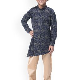 Manyavar Boys Floral Printed Angrakha Kurta with Churidar-image-65