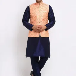 KRAFT INDIA Men Kurta With Churidar & Embroidered Nehru jacket-image-28
