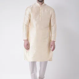 SG LEMAN Men Beige Raw Silk Kurta with Churidar-image-29