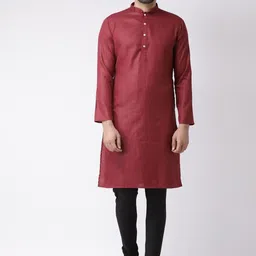 KISAH Men Maroon Kurta with Churidar-picture-10