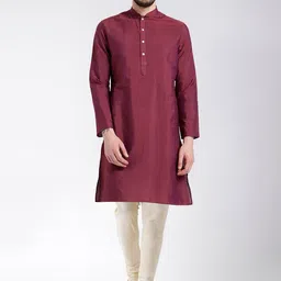 KISAH Men Maroon Kurta with Churidar-image-40
